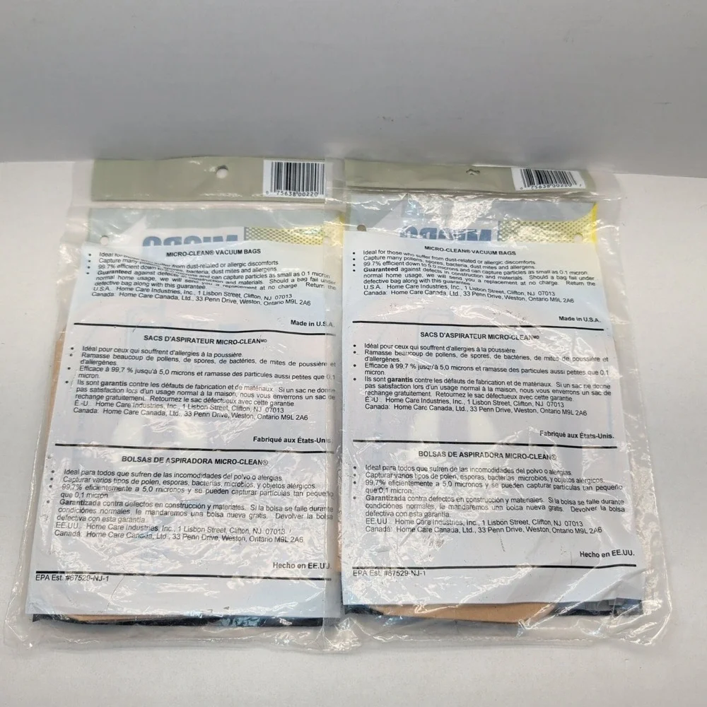 Lot of 2 Home Care Electrolux Tank Canister Vacuum Vac Bags Style C